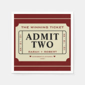 Retro De Winnende Ticket Stub Geef Twee Bruiloft t Servet (Voorkant)