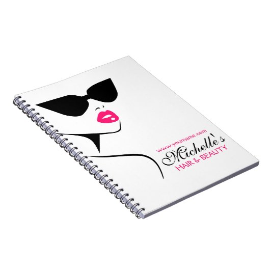 Retro de zonnebrilhaar en schoonheid maken omhoog notitieboek (Rechterzijde)