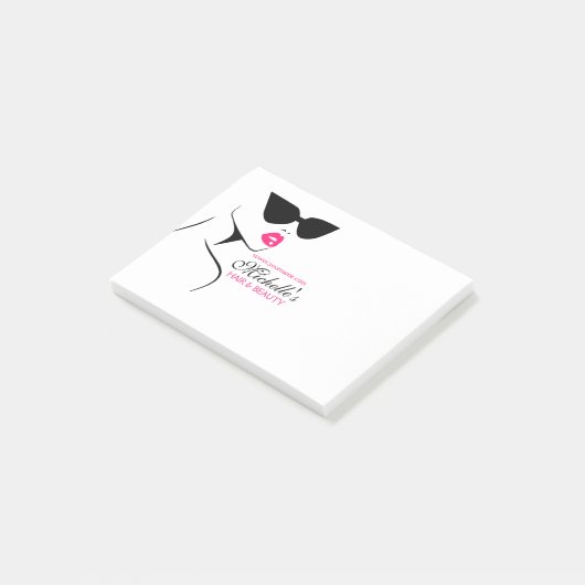 Retro de zonnebrilhaar en schoonheid maken omhoog post-it® notes (Schuin)