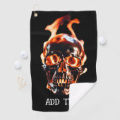 Retro Dead Burning Skelet Schedel in Vuur DIY Naam Golfhanddoek (Insitu)