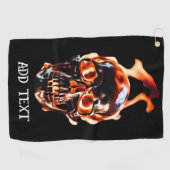 Retro Dead Burning Skelet Schedel in Vuur DIY Naam Golfhanddoek (Horizontaal)