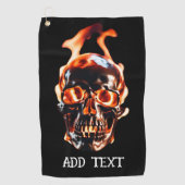 Retro Dead Burning Skelet Schedel in Vuur DIY Naam Golfhanddoek (Voorkant)
