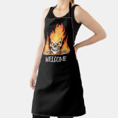 Retro Dead Burning Skelet Schedel in Vuur DIY Naam Schort (Insitu)