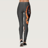 Retro Dead Burning Skull met hoorn in Vuur Leggings (Achterkant)