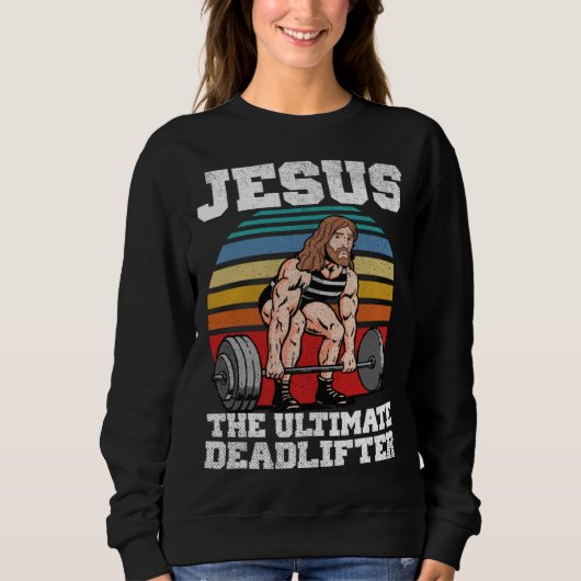 Retro Deadlift Jesus Christian Weightlifting Worko Trui (Voorkant)