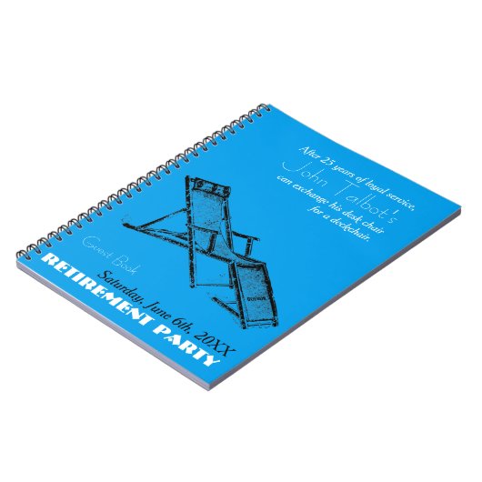 Retro Deckstoel Retirement Party Blue Guest Book 2 Notitieboek (Linkerzijde)