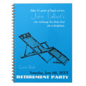 Retro Deckstoel Retirement Party Blue Guest Book 2 Notitieboek (Voorkant)