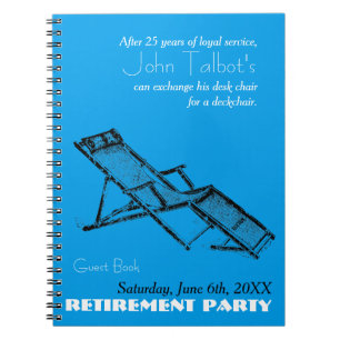 Retro Deckstoel Retirement Party Blue Guest Book 2 Notitieboek