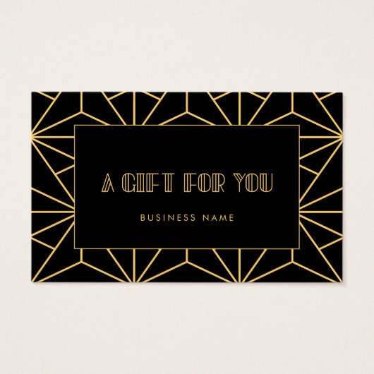 Retro  deco cadeaubon visitekaartje (Voorkant)