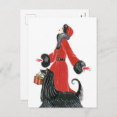 Retro  deco dame kerstavond feestdagenkaart (Voorkant / Achterkant)