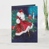Retro  deco-dame kerstfeestdag feestdagen kaart (Voorkant)