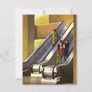 Retro Deco Invitations Department Store Escalators Kaart