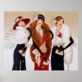 Retro  deco kerstdames poster (Voorkant)