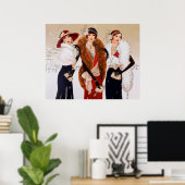 Retro  deco kerstdames poster (Thuiskantoor)