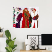 Retro  deco kerstdames poster (Thuiskantoor)