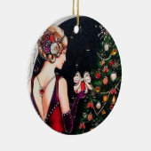 retro deco kerstmis keramisch ornament (Rechts)