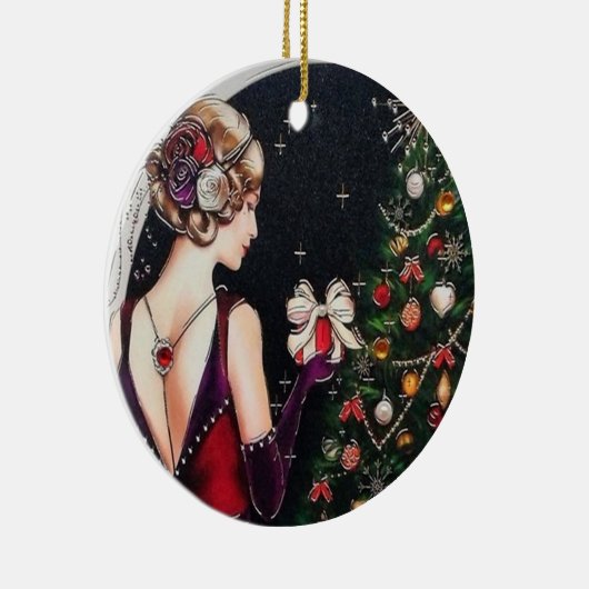 retro  deco kerstmis keramisch ornament (Rechts)