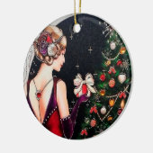 retro deco kerstmis keramisch ornament (Links)