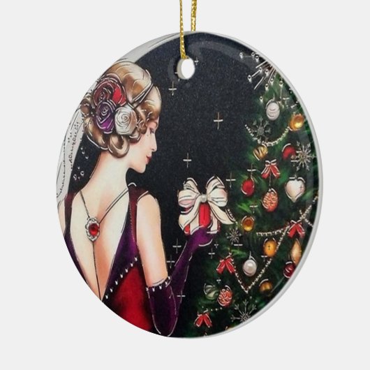 retro  deco kerstmis keramisch ornament (Links)