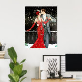 Retro  deco kerstparen poster (Thuiskantoor)