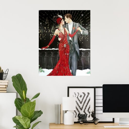 Retro  deco kerstparen poster (Thuiskantoor)