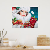 Retro  deco lady poster kerst (Keuken)
