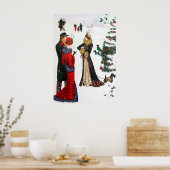 Retro deco mensen Kerstmis poster (Keuken)