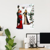 Retro deco mensen Kerstmis poster (Thuiskantoor)