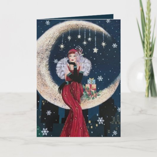 Retro  decodame kerst feestdagen kaart (Voorkant)