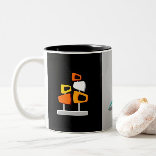 Retro Decor Tweekleurige Koffiemok (Met donut)