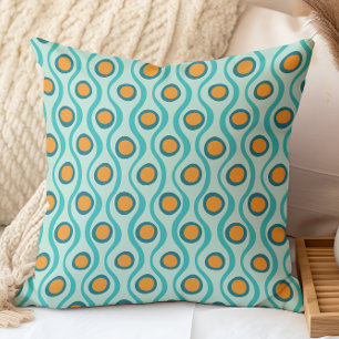 Retro decoratief patroon oranje teal aqua kussen