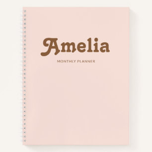 Retro decoratieve eenvoudige blos roze oranje notitieboek