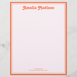 Retro decoratieve eenvoudige roze oranje briefhoofd