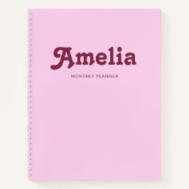 Retro decoratieve eenvoudige roze oranje notitieboek