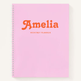 Retro decoratieve eenvoudige roze oranje notitieboek