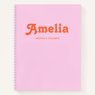 Retro decoratieve eenvoudige roze oranje notitieboek