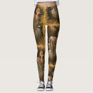 Retro decoratieve meisjes- en vogelportret legging
