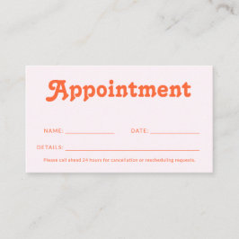 Retro decoratieve minimalistische roze oranje afsprakenkaartje