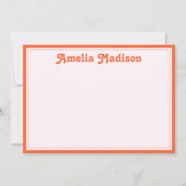 Retro decoratieve minimalistische roze oranje notitiekaartje