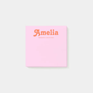 Retro decoratieve minimalistische roze oranje post-it® notes