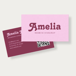Retro decoratieve minimalistische roze visitekaartje