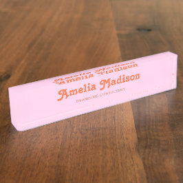 Retro decoratieve roze oranje naambordje