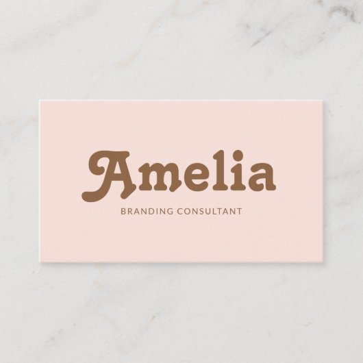 Retro Decorative Minimalist Blush Brown Visitekaartje (Voorkant)