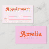 Retro Decorative Minimalist Pink Orange Afsprakenkaartje (Voorkant / Achterkant)