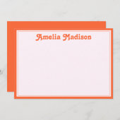 Retro Decorative Minimalist Pink Orange Notitiekaartje (Voorkant / Achterkant)