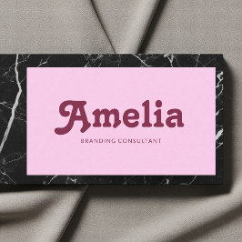 Retro Decorative Minimalist Pink Visitekaartje