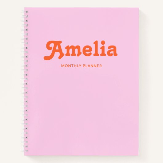 Retro Decorative Simple Pink Orange Notitieboek (Voorkant)