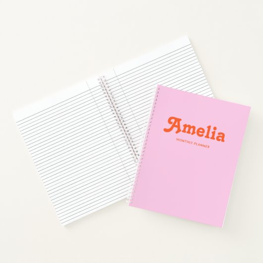 Retro Decorative Simple Pink Orange Notitieboek (Binnen)
