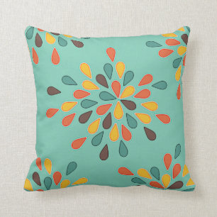 Retro Decorative Turquoise Oranje Pattern Kussen