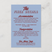Retro Deep Red Blue Funky Modern Wedding Details   Informatiekaartje (Voorkant)